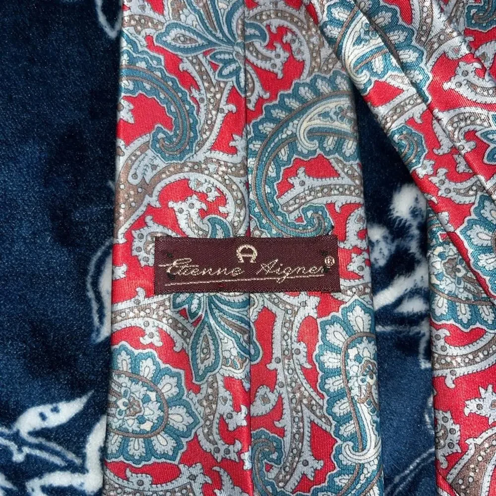 Etienne Aigner Red Blue Paisley Necktie